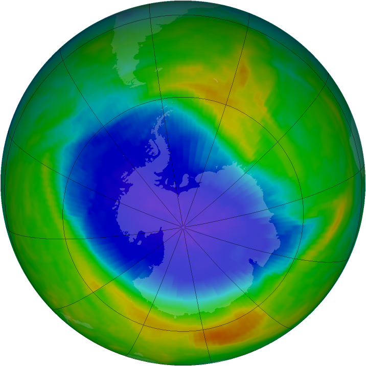 Antarctic ozone map for 10 November 1987